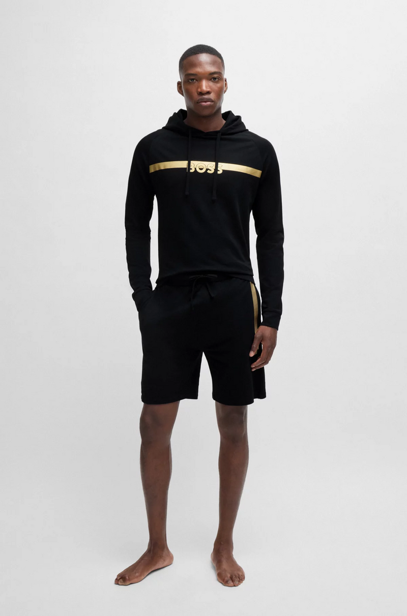 Boss Cotton-Terry Regular-Fit Hoodie with Foil-Print Logo