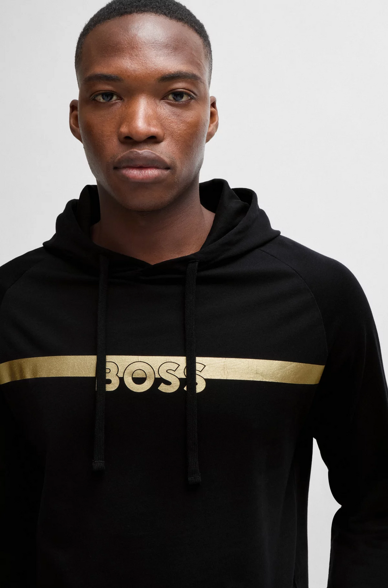 Boss Cotton-Terry Regular-Fit Hoodie with Foil-Print Logo