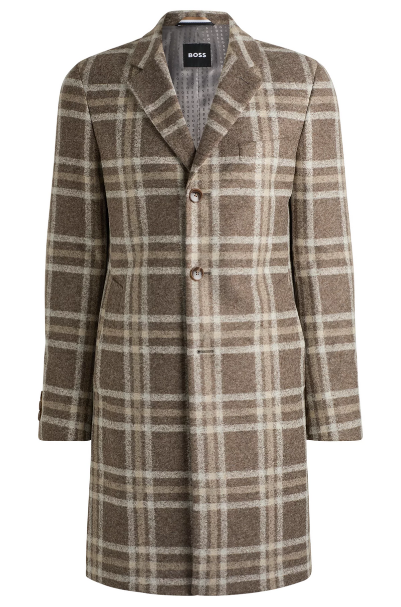 Boss Slim-Fit Coat with All-Over Check