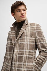 Boss Slim-Fit Coat with All-Over Check