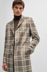 Boss Slim-Fit Coat with All-Over Check