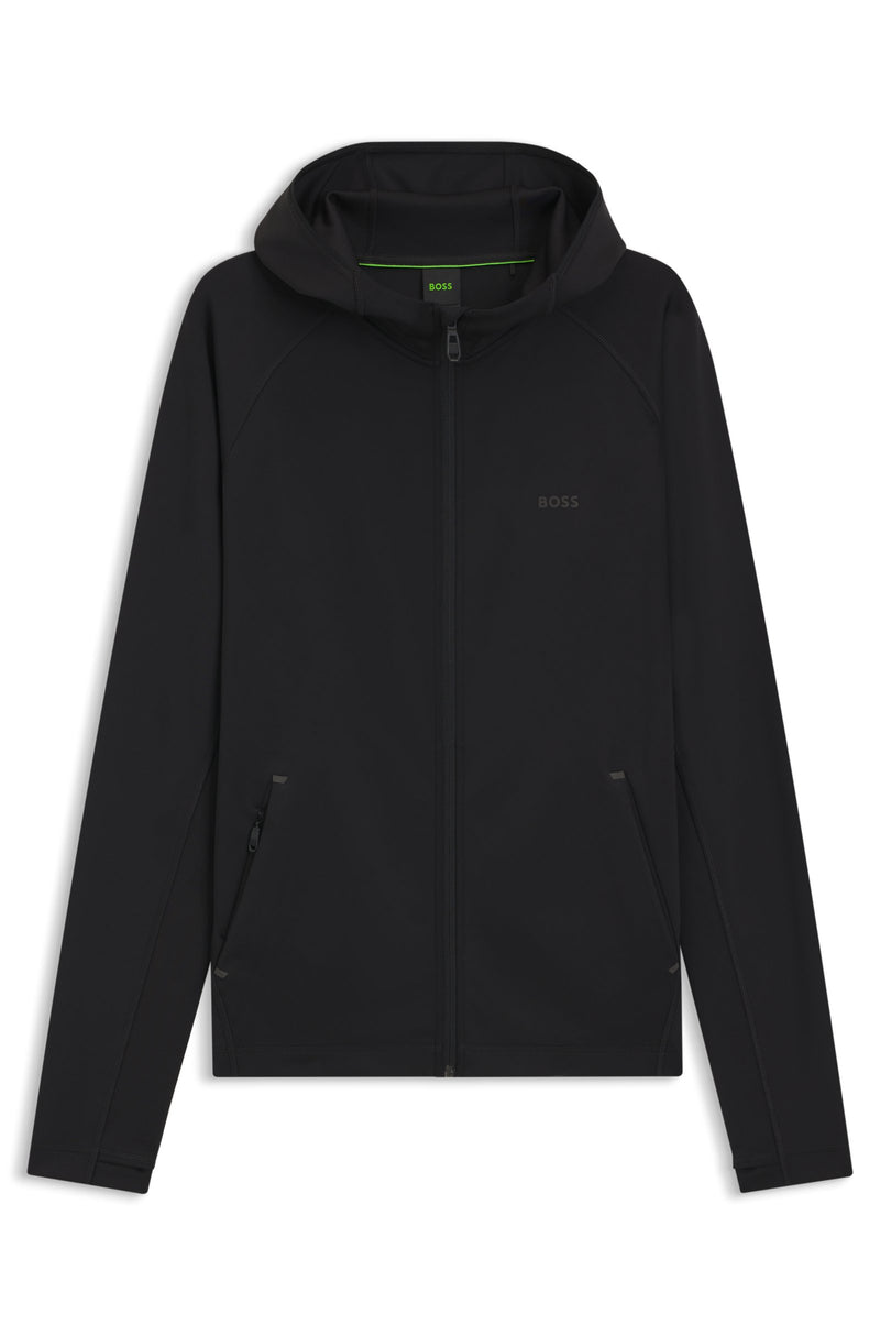 BOSS Reflective-branding hoodie with zip front