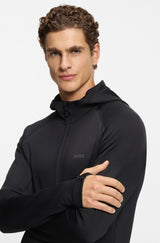 BOSS Reflective-branding hoodie with zip front