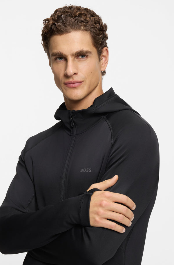 BOSS Reflective-branding hoodie with zip front