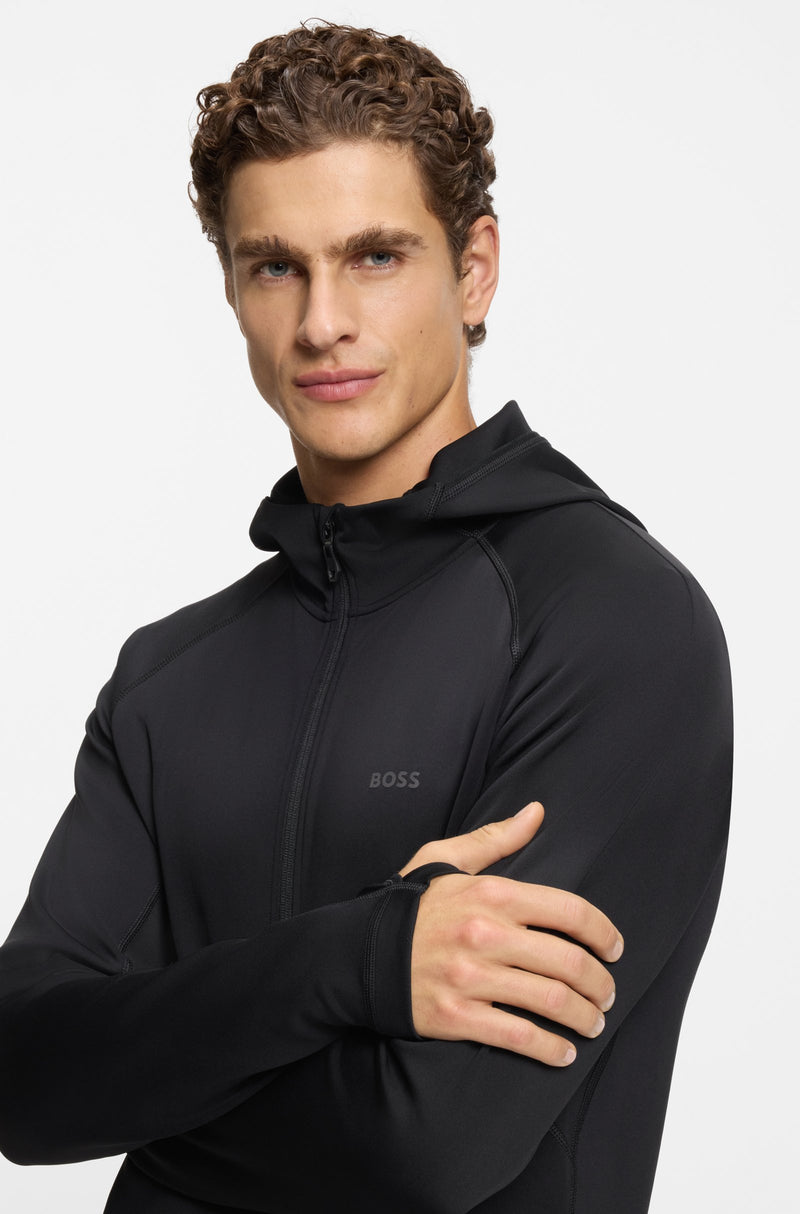 BOSS Reflective-branding hoodie with zip front