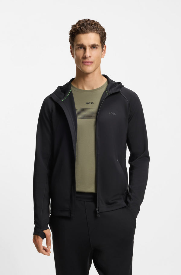 BOSS Reflective-branding hoodie with zip front