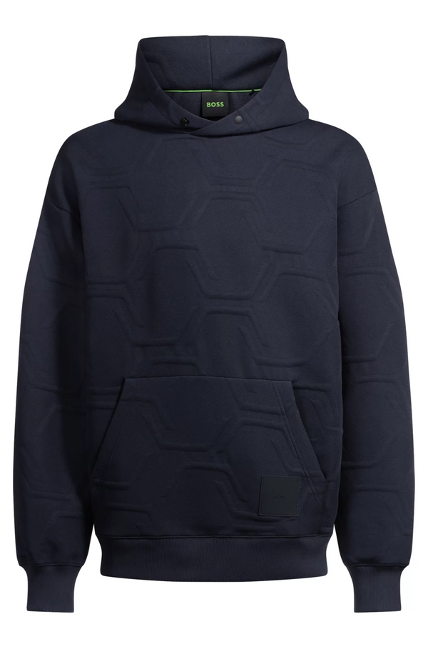 Boss Relaxed-Fit Hoodie with Hexagonal Quilting