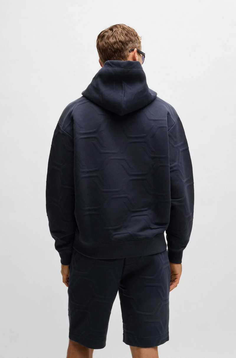 Boss Relaxed-Fit Hoodie with Hexagonal Quilting