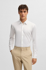 Boss Slim-Fit Shirt in Performance-Stretch Structured Fabric