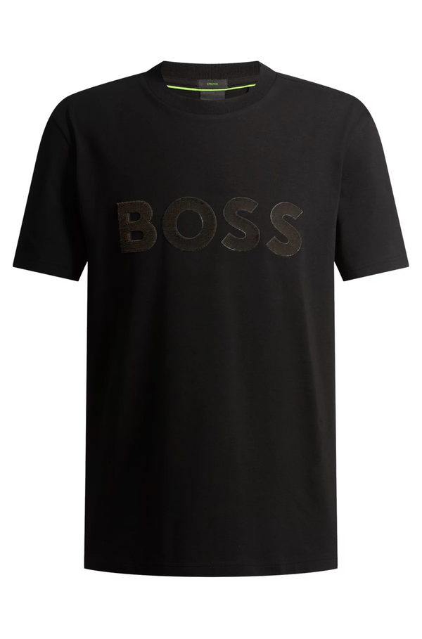 Boss Stretch-Cotton T-Shirt with Large Logo