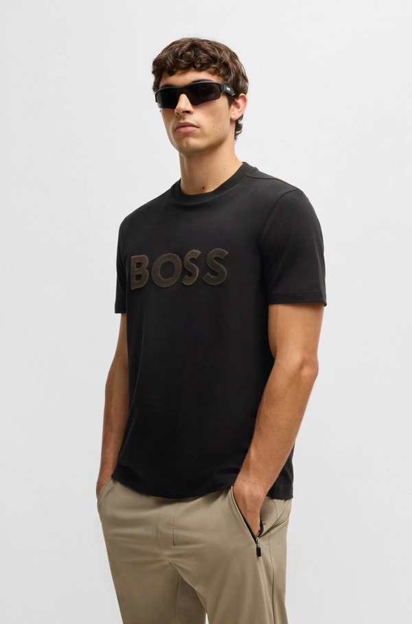 Boss Stretch-Cotton T-Shirt with Large Logo