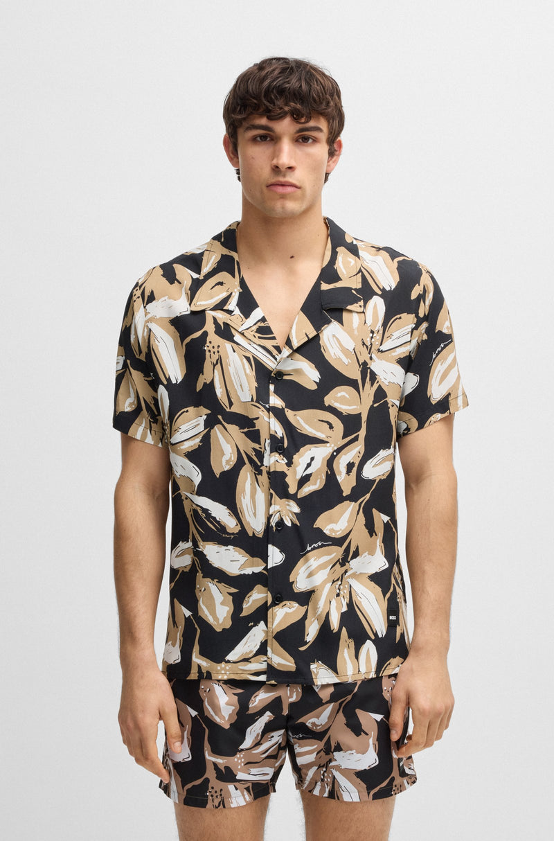 Boss Regular-fit Beach Shirt with all-over print