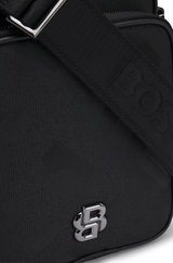 Boss Monogram-Jacquard Reporter Bag with Double B Trim