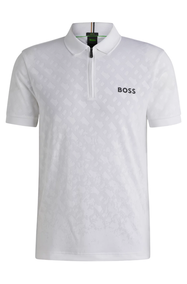 Boss Active Quick-Dry Polo Shirt with Monogram Jacquard