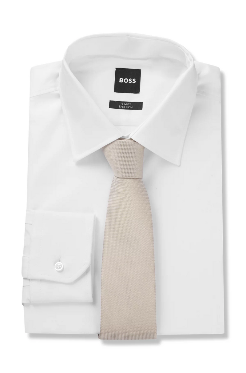 Boss Micro-Pattern Jaquard Tie with Silk