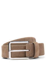 Boss Suede belt with silver-tone buckle