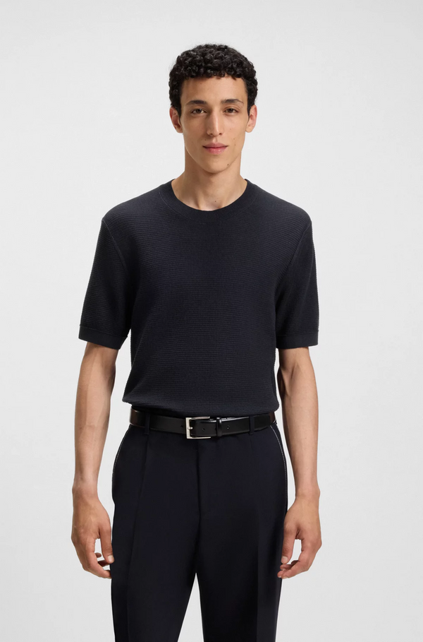 Boss Knit Sweater with Mixed Structures