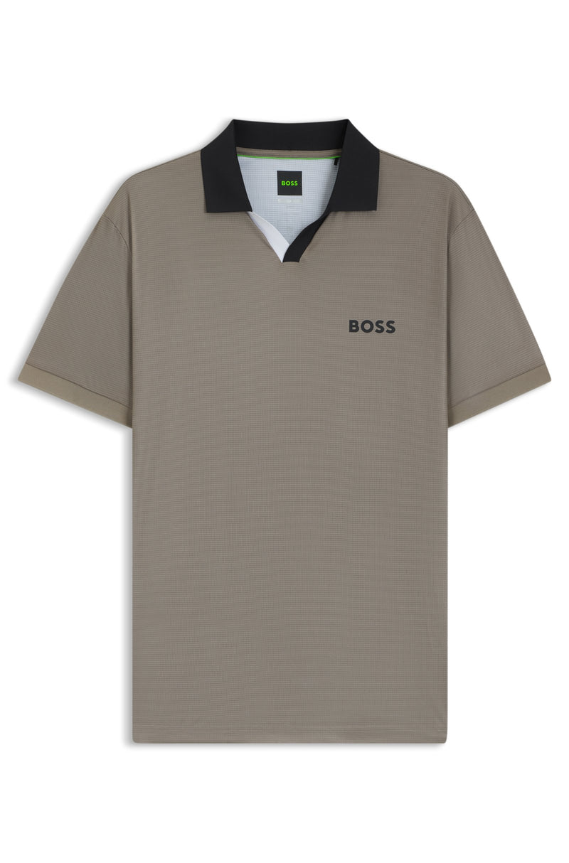 Boss Active slim-fit ripstop polo shirt with color-blocking