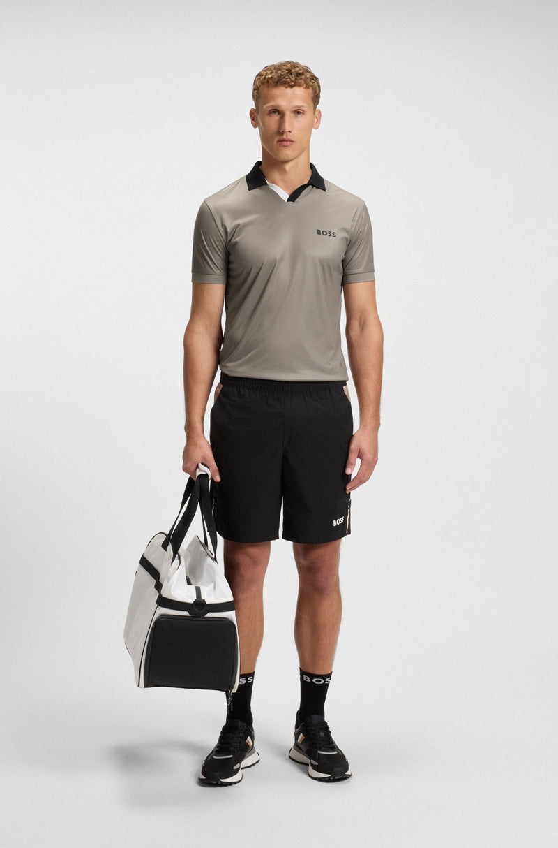 Boss Active slim-fit ripstop polo shirt with color-blocking