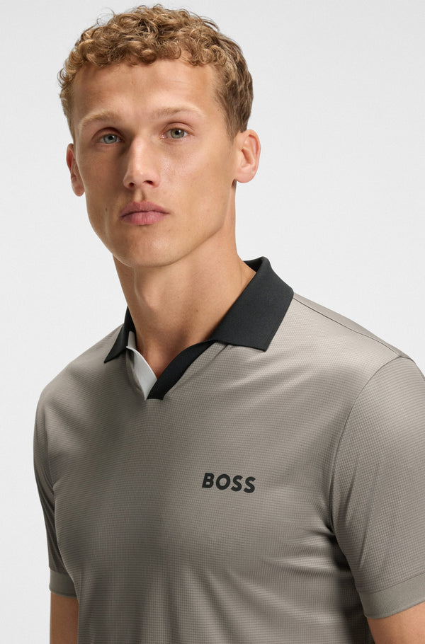 Boss Active slim-fit ripstop polo shirt with color-blocking