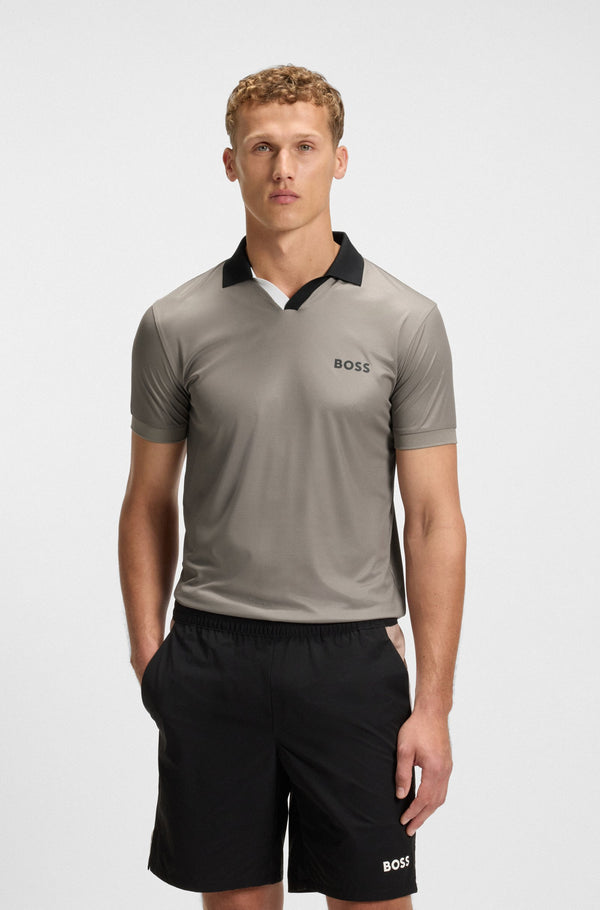 Boss Active slim-fit ripstop polo shirt with color-blocking