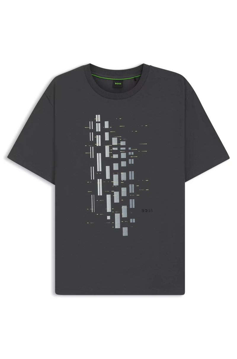 Boss Stretch-cotton T-shirt with Geometric Print