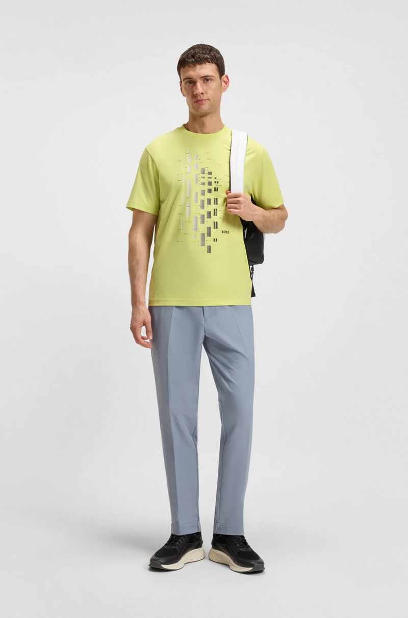 Boss Stretch-cotton T-shirt with Geometric Print
