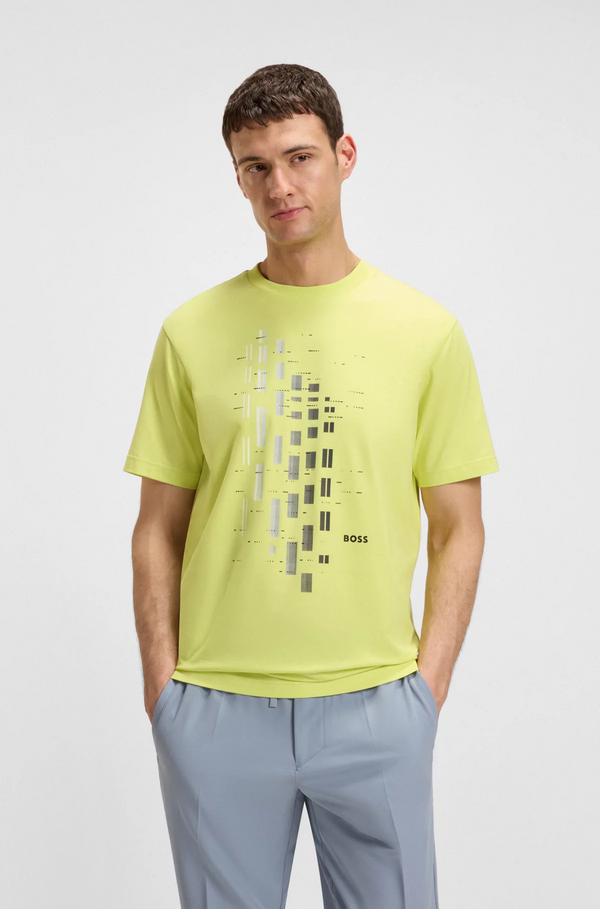 Boss Stretch-cotton T-shirt with Geometric Print