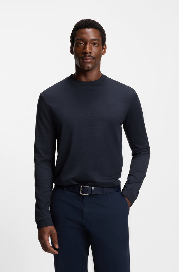 Boss Mercerized-cotton T-shirt with micro pattern