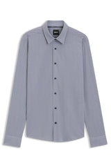 Slim-fit shirt in printed Italian performance-stretch jersey