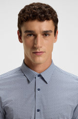 Slim-fit shirt in printed Italian performance-stretch jersey