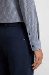 Slim-fit shirt in printed Italian performance-stretch jersey