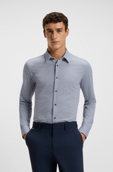 Slim-fit shirt in printed Italian performance-stretch jersey
