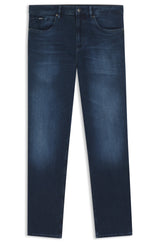 BOSS Maine regular-fit jeans in blue soft-touch denim