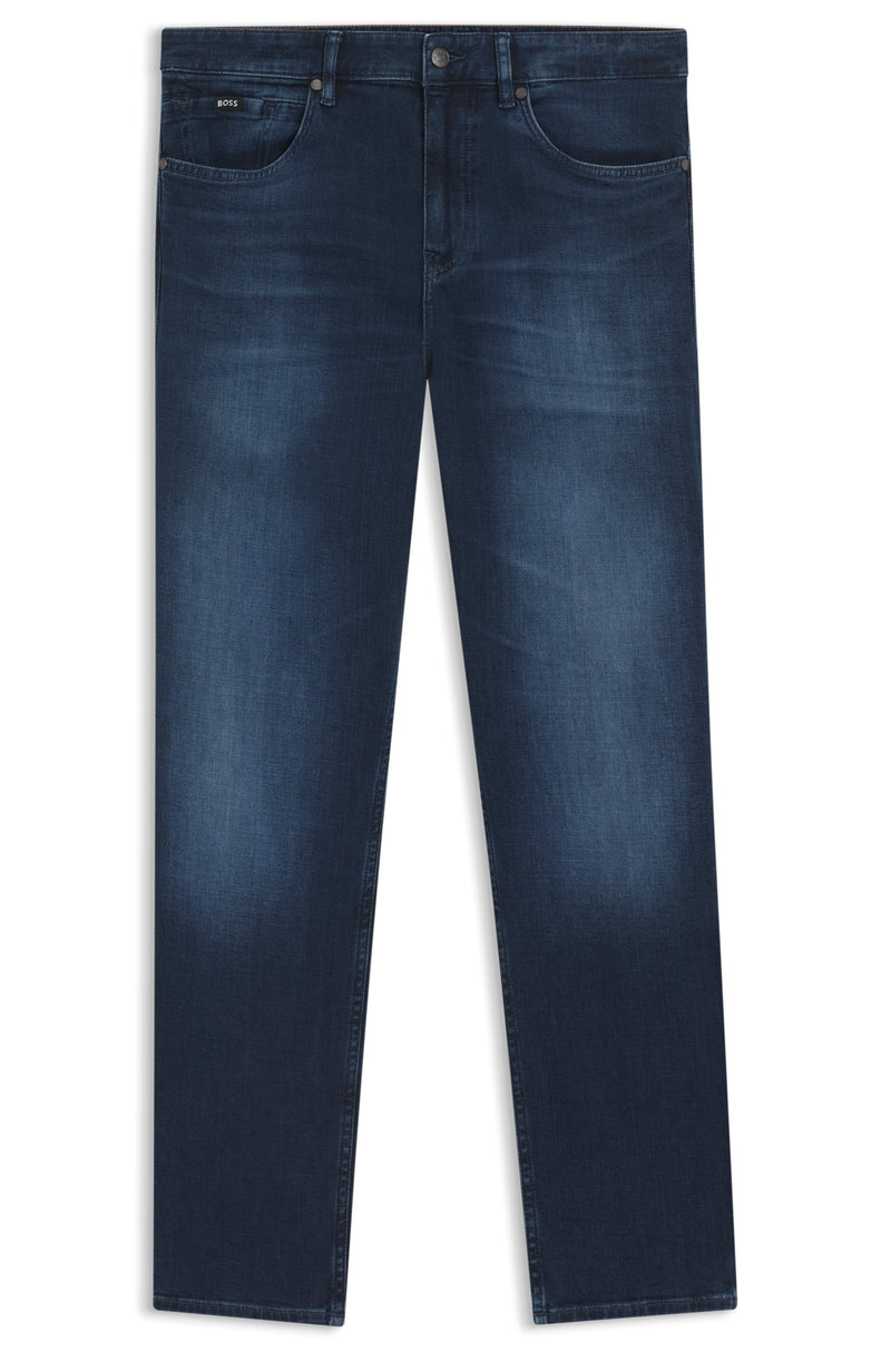 BOSS Maine regular-fit jeans in blue soft-touch denim