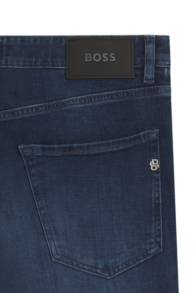 BOSS Maine regular-fit jeans in blue soft-touch denim