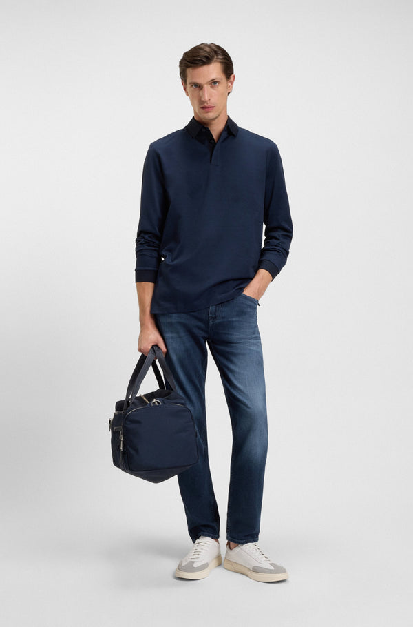 BOSS Maine regular-fit jeans in blue soft-touch denim