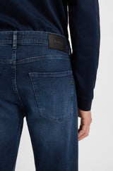 BOSS Maine regular-fit jeans in blue soft-touch denim