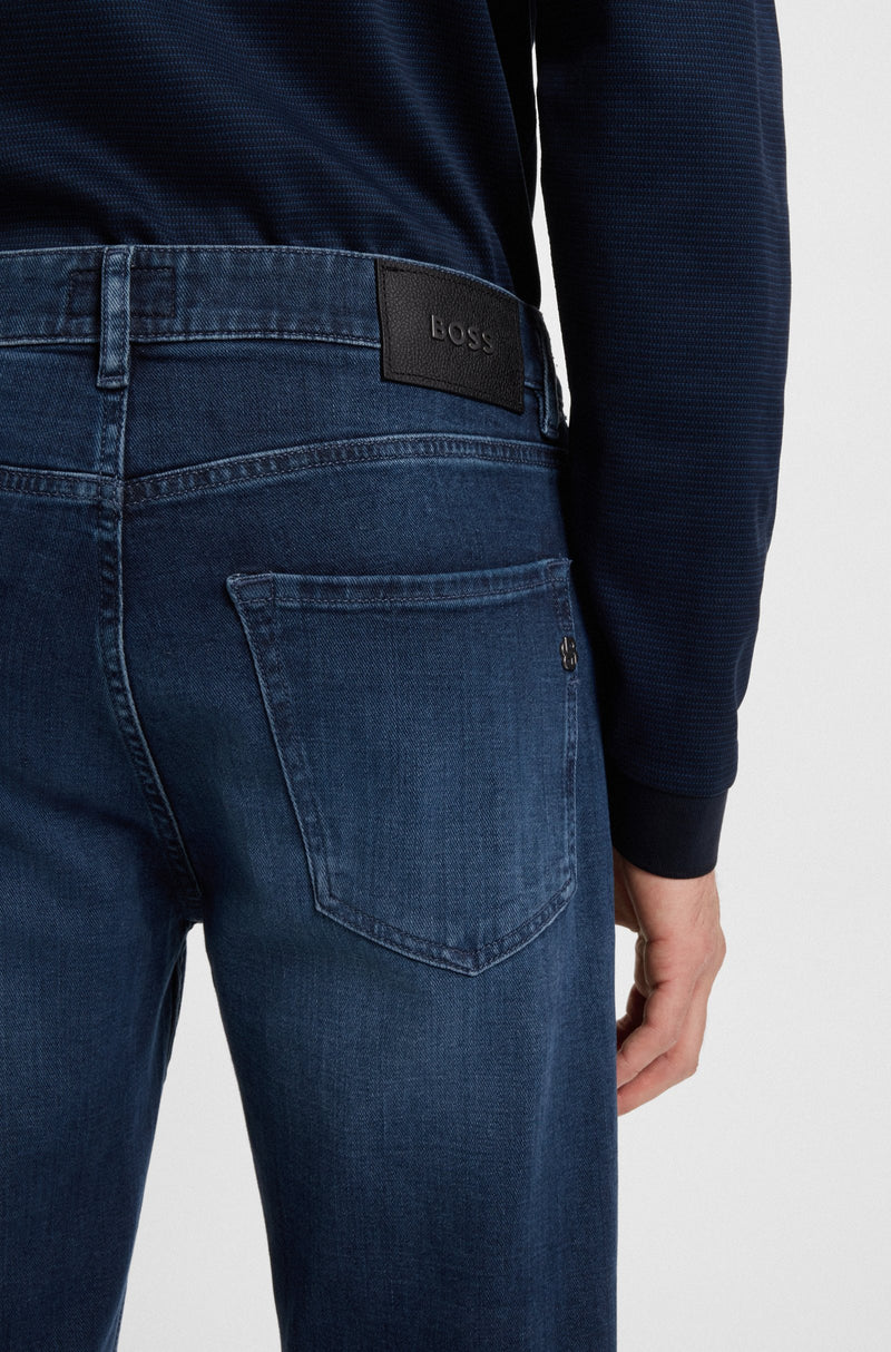 BOSS Maine regular-fit jeans in blue soft-touch denim