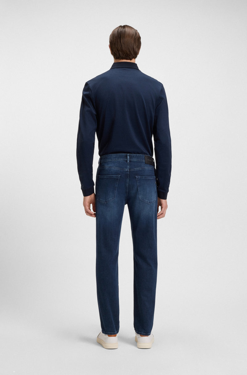 BOSS Maine regular-fit jeans in blue soft-touch denim