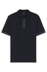 Striped-trim polo shirt in mercerised cotton
