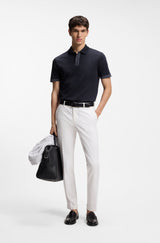 Striped-trim polo shirt in mercerised cotton