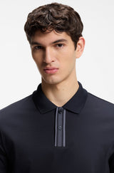 Striped-trim polo shirt in mercerised cotton