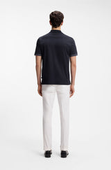 Striped-trim polo shirt in mercerised cotton