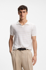 Horizontal-stripe sweater in a cotton blend