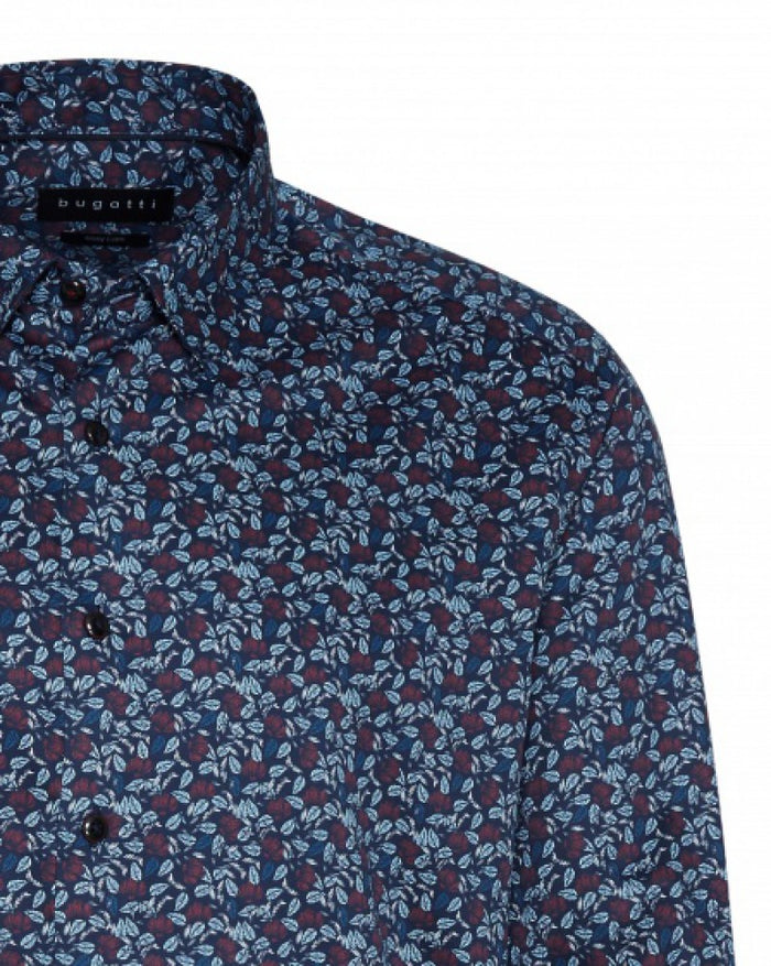 bugatti dress shirts Bugatti Navy Based Floral Print Shirt – Faded Soul