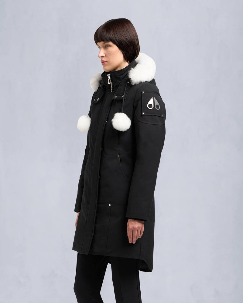 Moose Knuckles Womens Stirling Parka LDS in Black with Natural Shearling