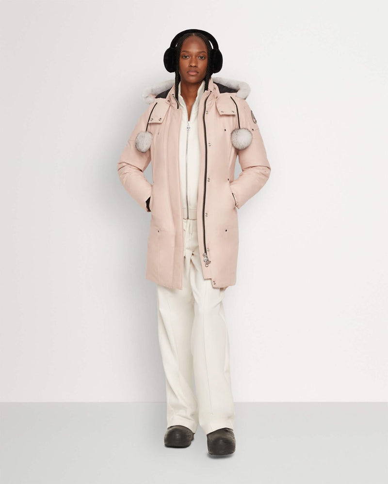 Moose knuckles Women Stirling Dusty Rose Parka with Natural Shearling