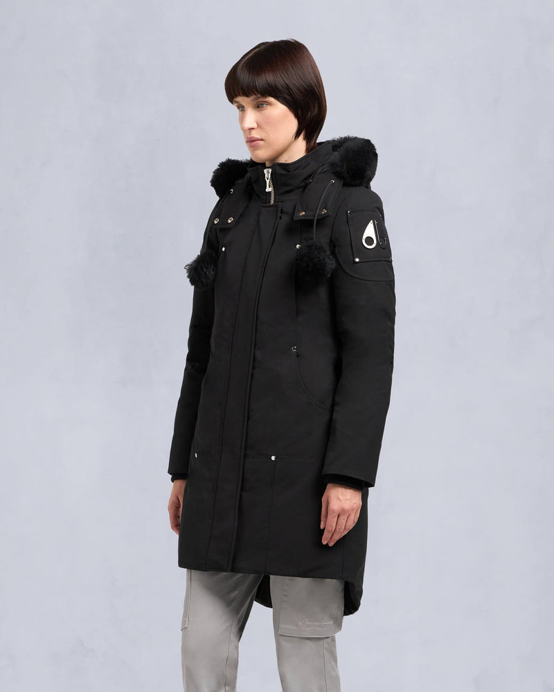 Moose Knuckles Womens Stirling Parka LDS in Black with Black Shearling