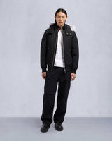 Moose Knuckles Mens Original Ballistic Bomber in Black with Natural Shearling